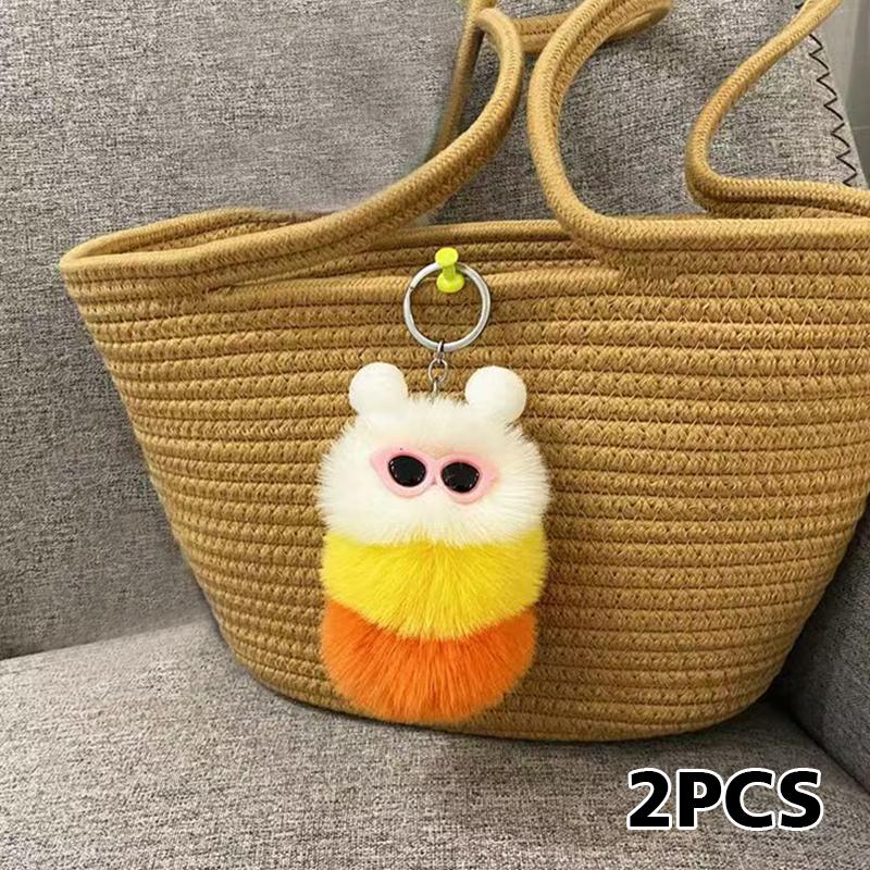 1PC Pendant Gift Car Keychain Personality Plush Doll Trendy Flu Plush Fun Cute Fashion Multicolored