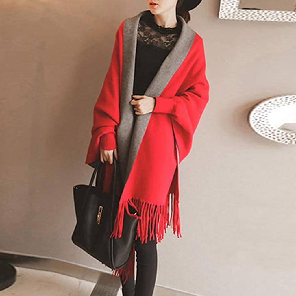 Damemote Solid dusk Skjerf Retro Dobbeltsidig skjerf Langermet sjal