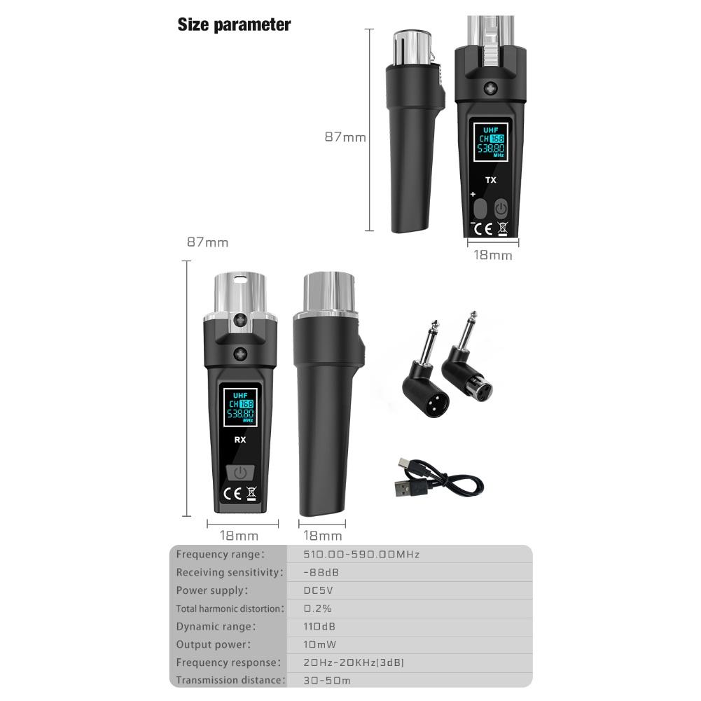 1 Set 2.4G Wireless Microphone System Wireless XLR Transmitter Receiver For Musicians & Mixers Microphones