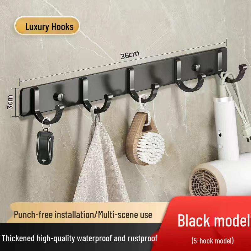 Adhesive Space Aluminum Hook for Bathroom & Kitchen - Punch-Free Coat & Clothes Hanger 
