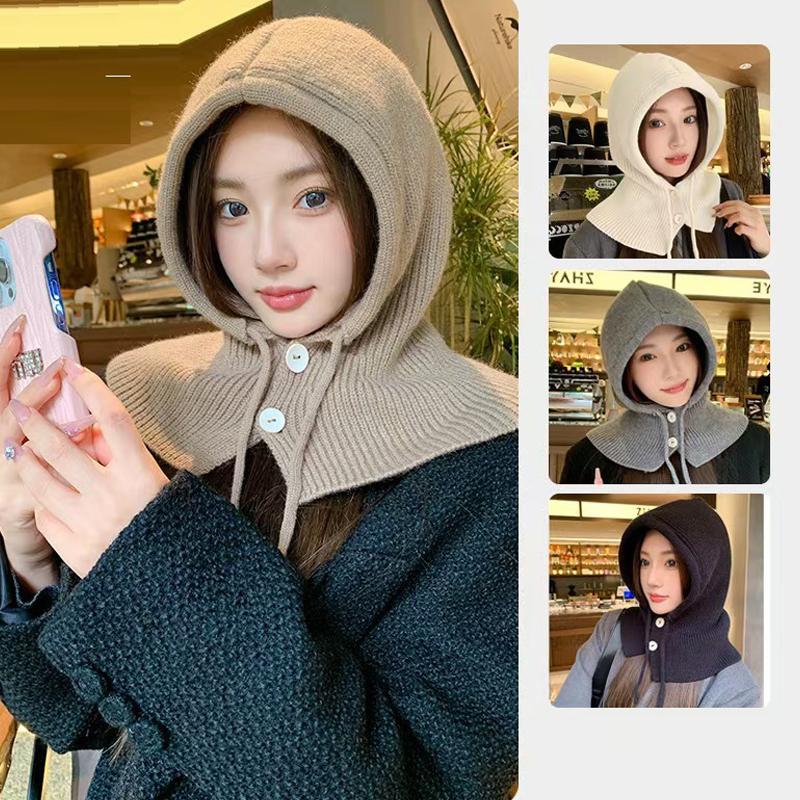 Cappelli invernali passamontagna per donna unisex lavorati a maglia con cappuccio cappelli da esterno più caldi cappello con coulisse collo monopezzo berretti berretti