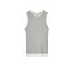 Summer New Product Women's Clothes Ins Style Cotton Double Layer Effect Round Neck Sleeveless Simple T-shirt Tops 5644776