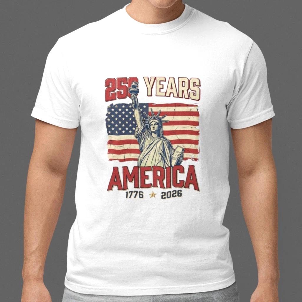2026 USA 250 Years America Shirt 1776-2026 Patriotic T-Shirt Unisex Cotton S