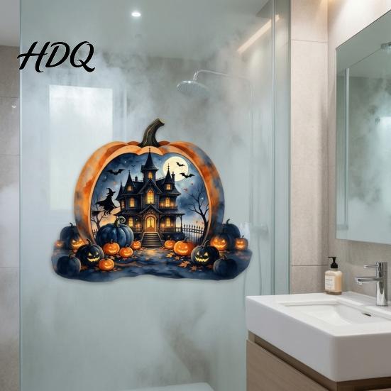 Outdoor Balcony Window Stickers Halloween Pumpkin Haunted House Static Stickers Waterproof PVC Castle Easy Application Decals Decals Removable