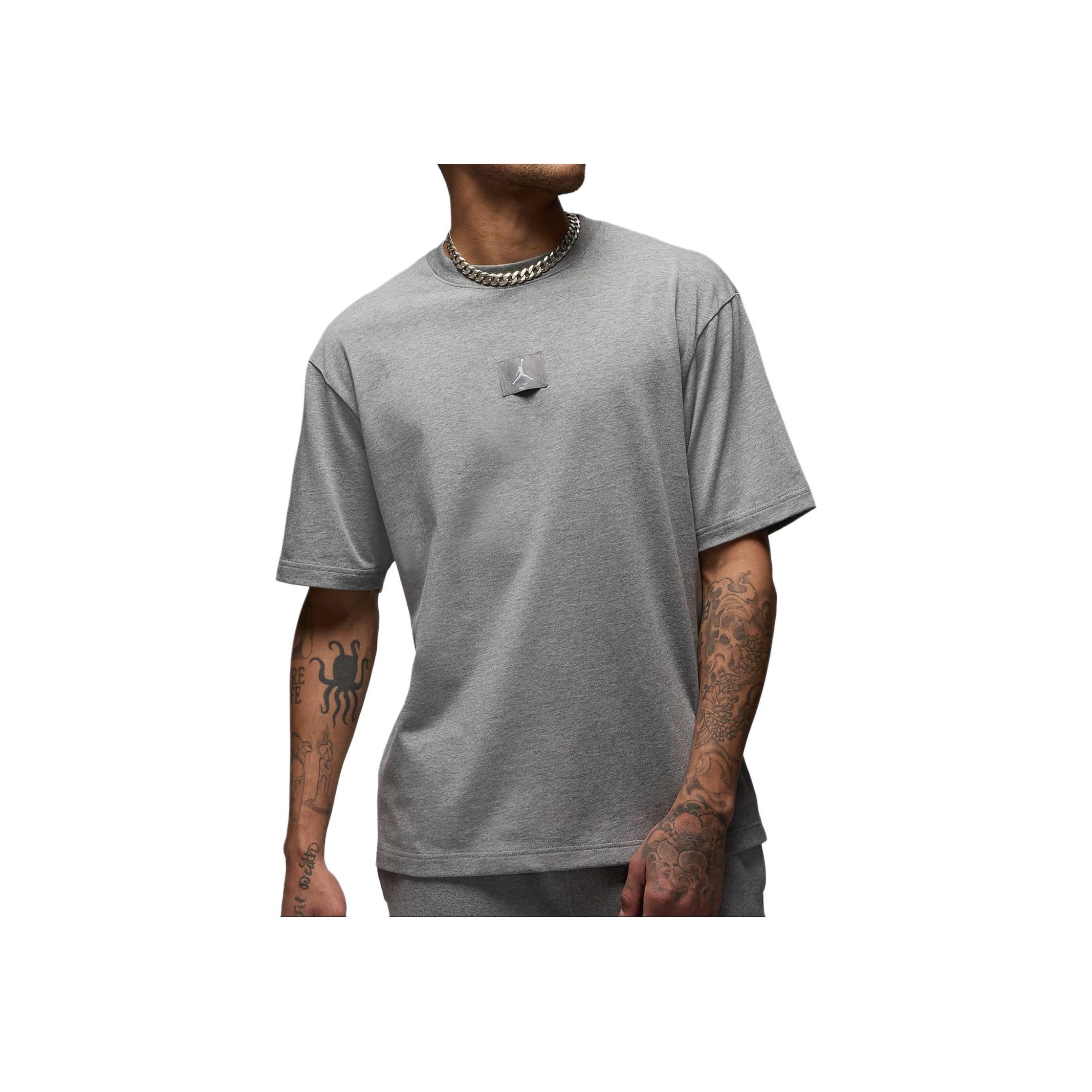 Jordan Men's Gray Flight Essentials 85 Woven Crew Neck Short Sleeve T-Shirt Tops Carbon- Fz1912-091 Cm