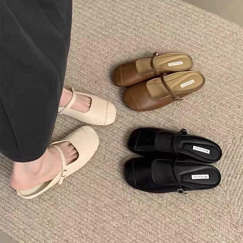 Baotou pantofle dámské svrchní nošení 2025 nové korejská verze jemné vílí měkké ploché ležérní nazouvací mullerky