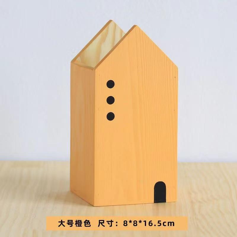 

Desktop Cute Pen Holder Bookshelf Stationery Creative Children Girls Boy Remote Control Wooden Storage Box 8X8X16.5CM оранжевый