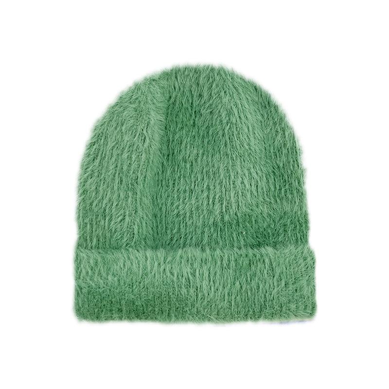 Winter Imitation Mink Hair Children's Knitted Hat, Solid Color Imitation Rabbit Hair Wool Hat for Boys and Girls Outdoor Warm Cold Hat