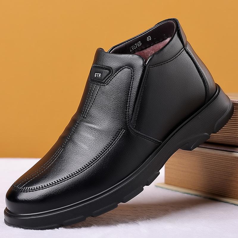 

Мужские деловые кожаные туфли зимние высокие бархатные теплые повседневные мужские туфли на одной педали практичные папины зимние ботинки 43