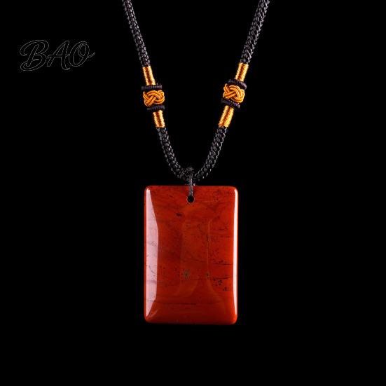 Healing Energy Stone Jewelry Natural Crystal Pendant Necklace, Necklace with Adjustable Fake Gemstone Braided Rope, Polished for Men Women