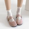 Wildleder weiche Sohle rosa hell Mund einzelne Schuhe Frühling 2025 neu retro sanfter Feenstil Mary Jane Schuhe vielseitig