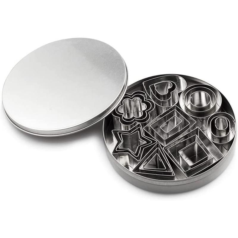 30-Piece Stainless Steel Geometric Cookie & Vegetable Fondant Cutters Set