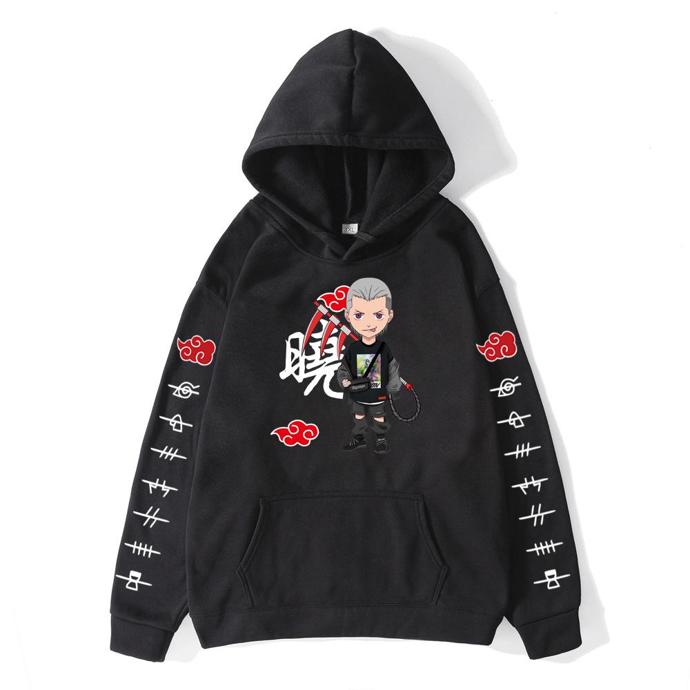 Autumn Winter Naruto Akatsuki Character Printed Hoodies Fashionable Casual Warm Sports Long Sleeved Men's and Women's Unisex Hooded Sweatshirts