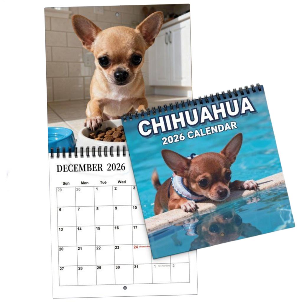 2026 Calendars Wall Dog-Themed January To December Family Planner 2026 Wall Planner for Home Bedroom School Work Apartment