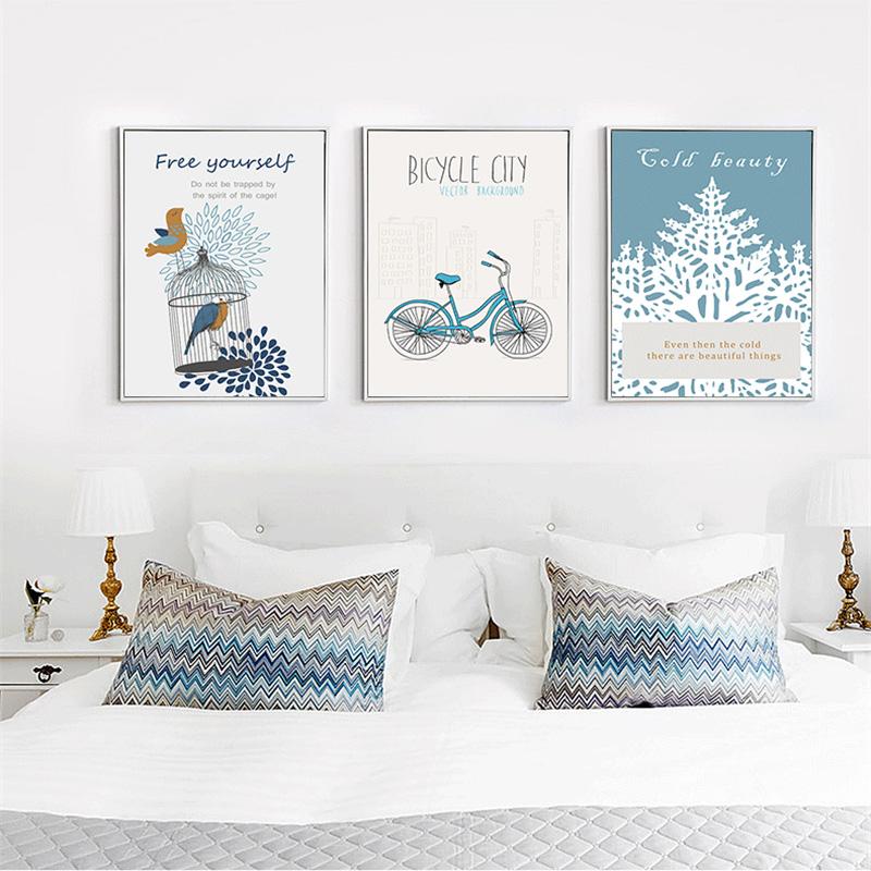 Tryptyk Ptasi Pióro Gałąź Drzewa UWOLNIJ SIĘ Cytat Drukuj Obraz Na Ścianie Vintage Art Plakat Olejny Na Płótnie Malarstwo dla Domu