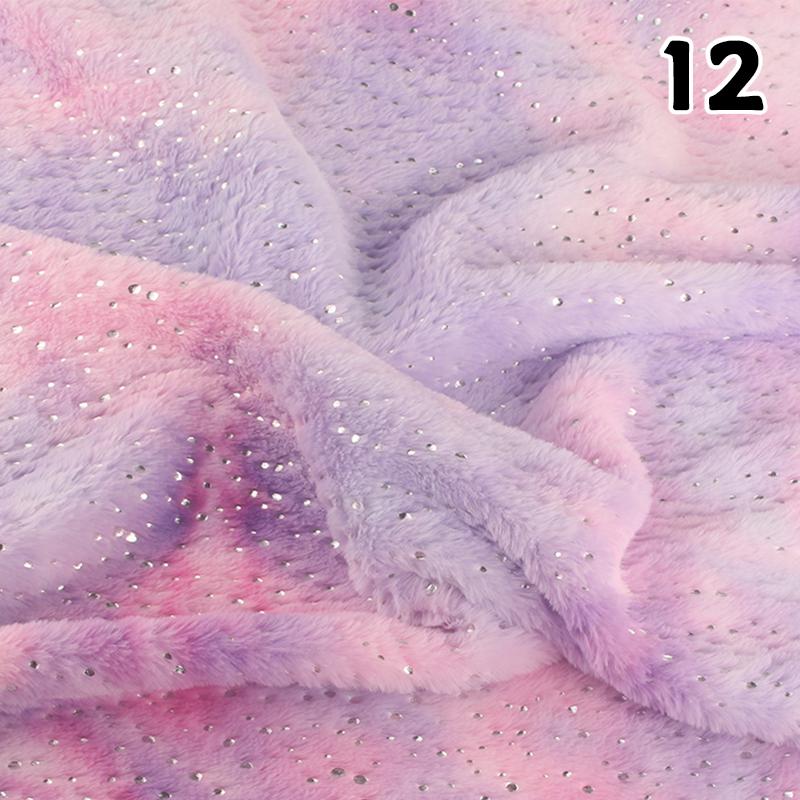 50x160cm Tie Dye Faux Rabbit Plush Fur Fabric Gradient Smooth Soft Rainbow Cloth For Diy Sewing Garments Dolls Clothes Hat Scarf