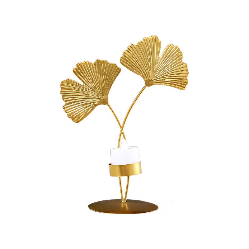 Iron Art Candlestick Ginkgo Leaf Candle Holder Ornaments Ambience Home Decoration