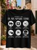 Funny Graphic With Things I Do In My Spare Time Meat Smoking Icons And Hobby List Front Print Tee Unisex All Tshirt