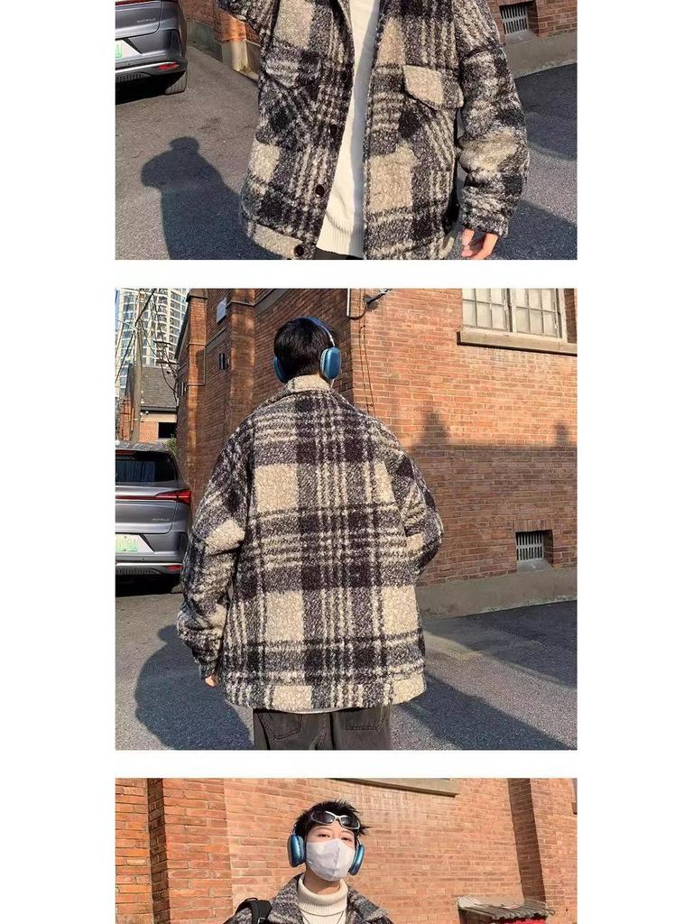 Men's Retro Lambswool Plaid Jacket - Stylish, Warm & Trendy Winter Coat