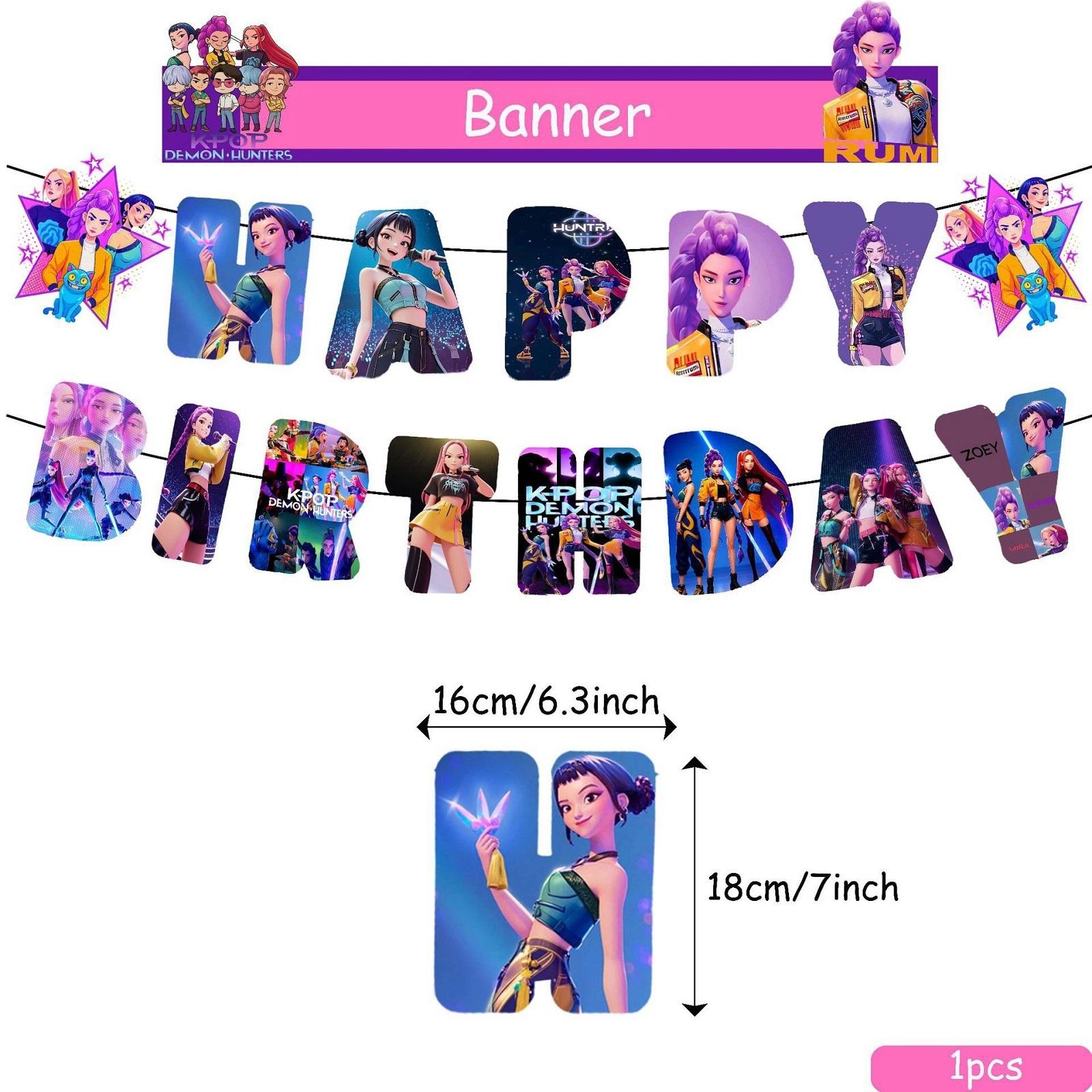 

Themed Party Tableware Decoration,Birthday Theme Party Decoration Banner Pull Flag Cake Flag Balloon- Set One Size