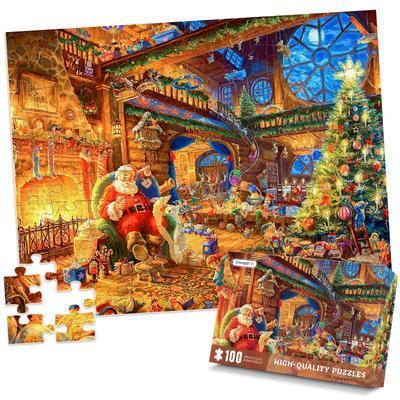 CHengQiSM Jigsaw Large Santa 100 Christmas for Beginners Cute Stylish Interior Christmas Merry Christmas X 35 100-Piece Puzzle, Pieces, Claus, Pieces,