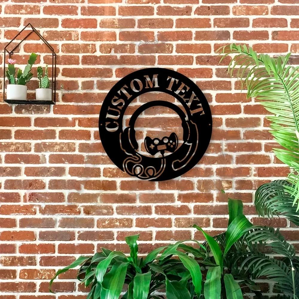 Trendy Custom Metal Headset Wall Art Family Name Sign Flexible Mount Outdoor Holiday Gift Battery Free