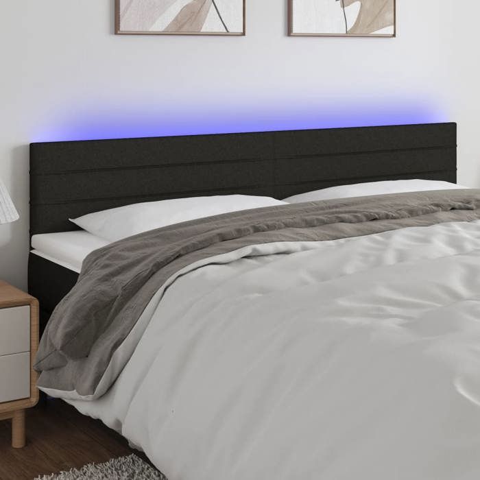 VidaXL Tête de Lit à LED Meuble de Chambre à Coucher Accessoire de Lit Double Tête de Cadre de Lit Intérieur Noir 3121760