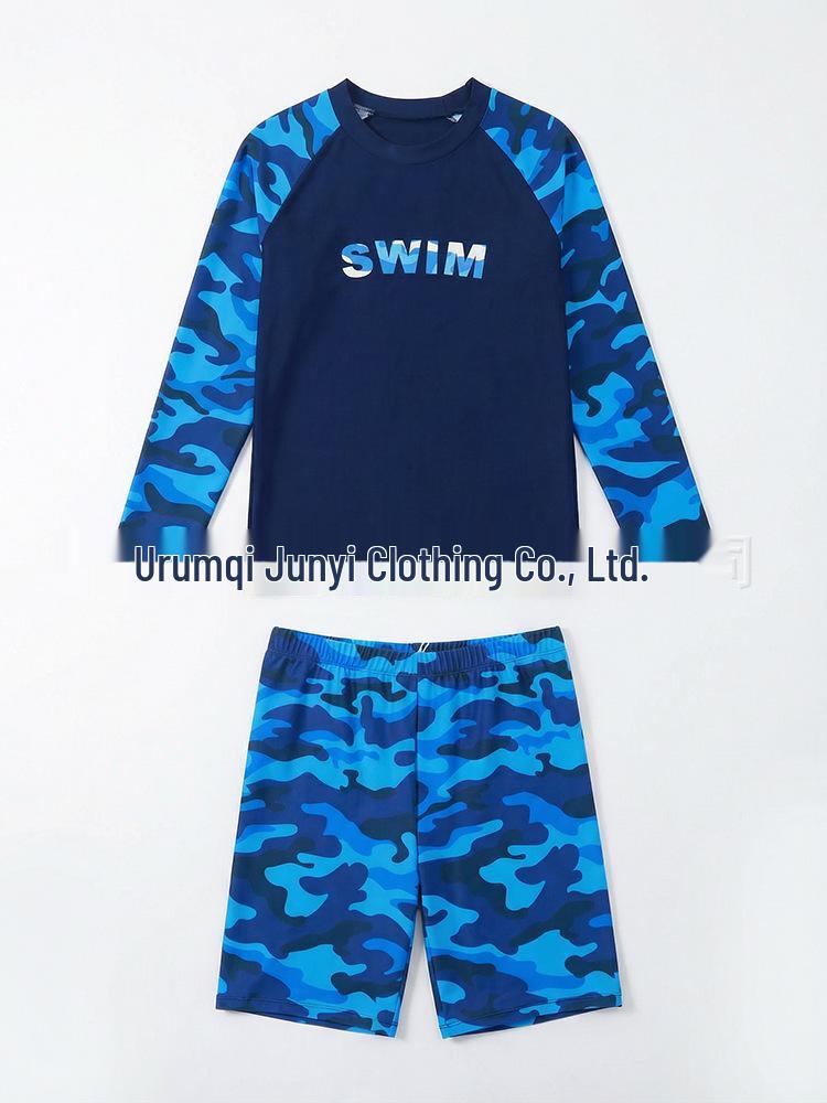 2026 Boys' Split-Piece Quick-Dry Sun Protective Swimsuit Set for Older Kids