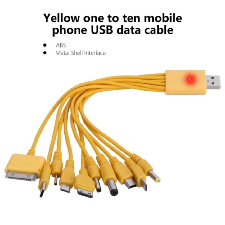 USB Data Cable Featuring 10 Ports with LED Light for Multiple Devices Fast Charging Capability Long Lasts Efficient Use