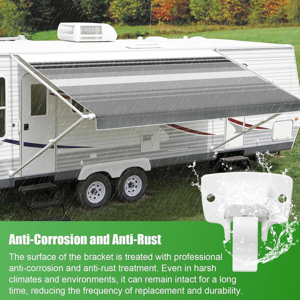 3314067.004B Trailer Mounting Bracket Compatible with Dometic/Sunchaser Awning Parts with 4 Sealing Gasket White (2 Pack)