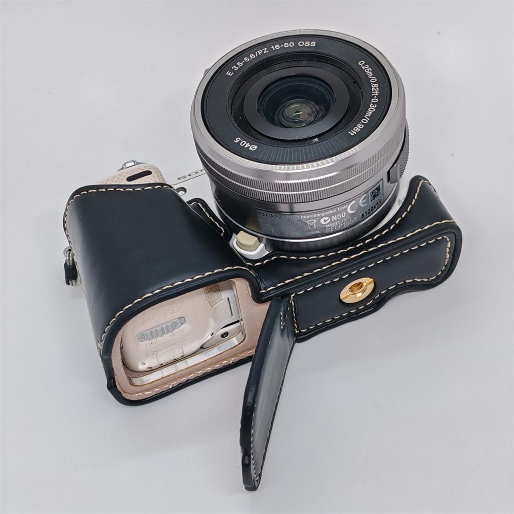 Кожаный получехол для камеры Sony NEX5 NEX-5 NEX5R NEX-5R NEX5T NEX-5T с отверстием для батареи, нижняя крышка чёрный