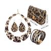 Elegant Women’s Purse Earrings Bracelet Necklace Fashionable Leopard Pattern Accessories Handmade Jewelry Set