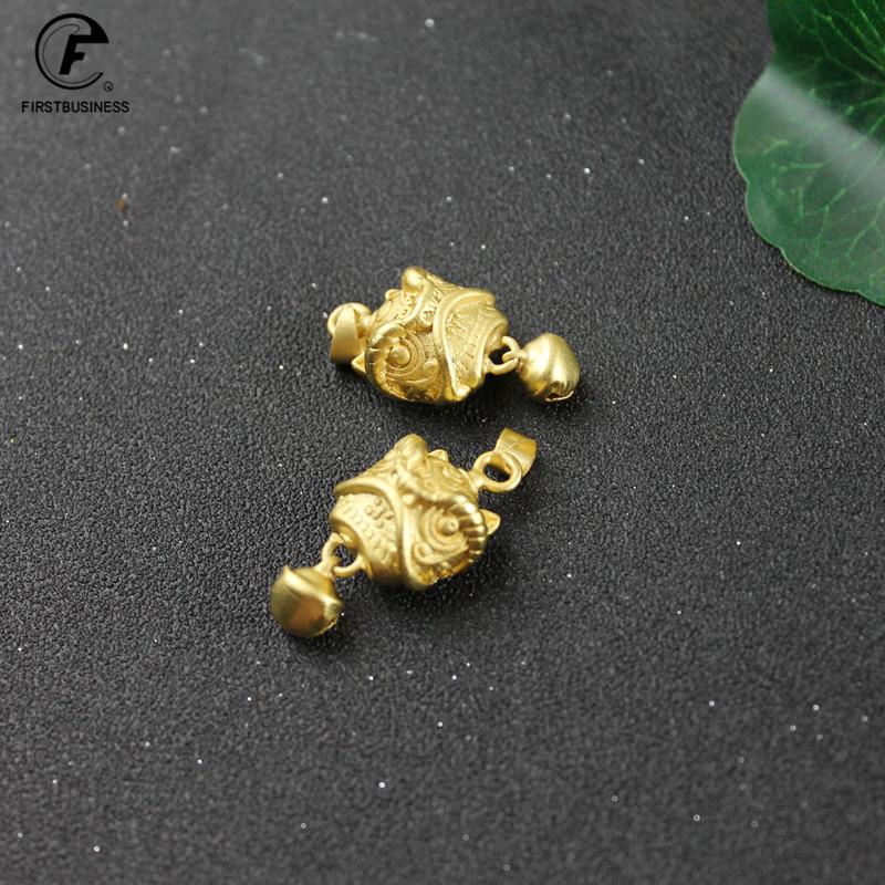 Copper Gold Lions Head Bell Small Ornaments Desk Feng Shui Decorations Retro Brass Keychain Pendants Car Decoration Accessories
