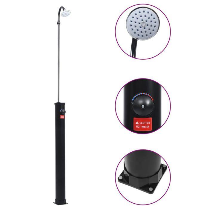 VidaXL Douche solaire de jardin Noir 215 cm 8 L 92295