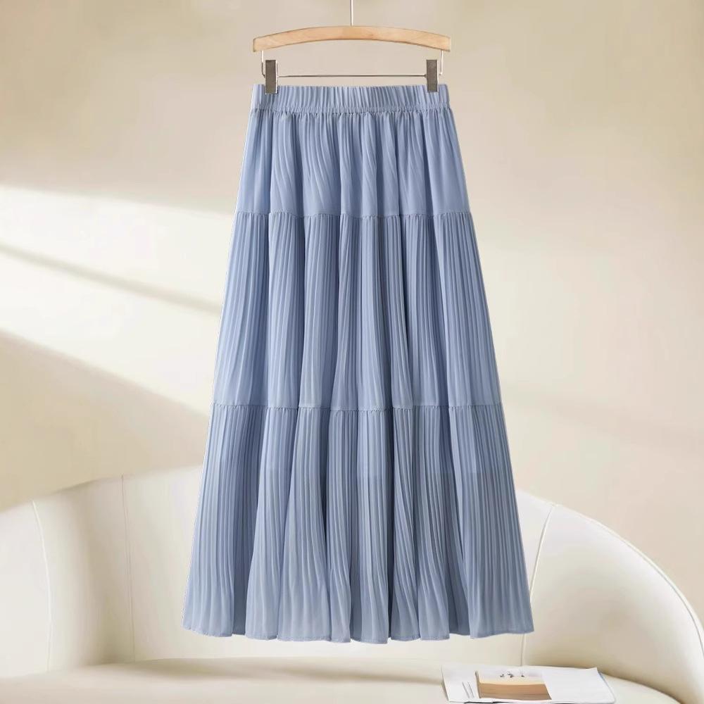 2025 Women's Summer Chiffon A-Line Midi Skirt - Slimming, Popular Style