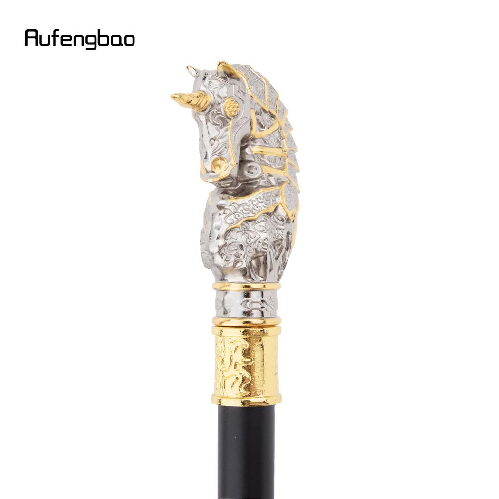 Golden White Horse Fashion Walking Stick Decorative Cospaly Vintage Party Fashionable Walking Cane Crosier 94.5cm