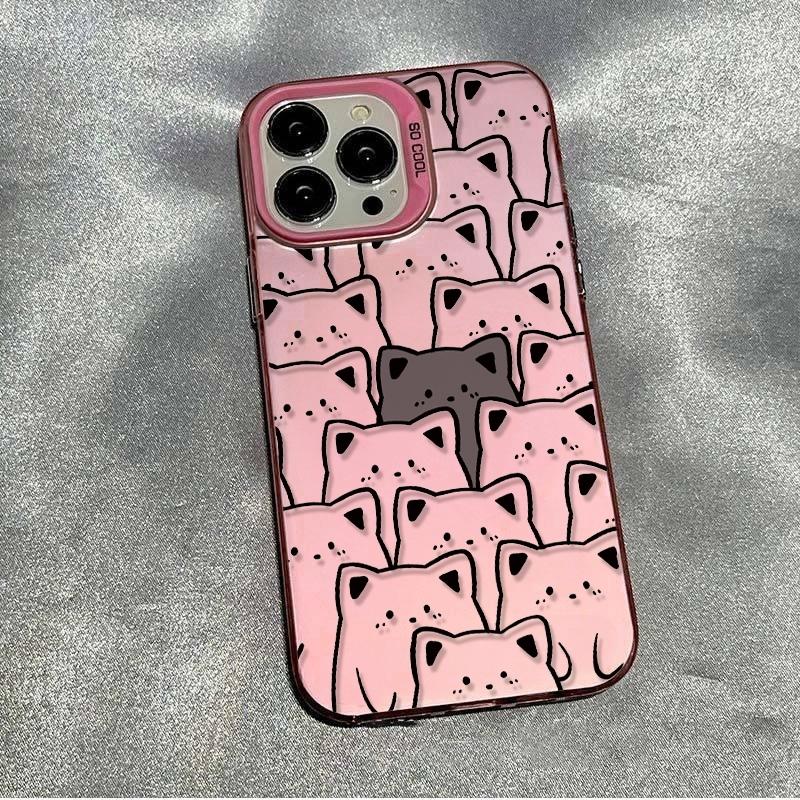 Cute Cartoon Cat Pattern Design Phone Case For iPhone 17 16 11 12 13 14 15 Pro Max X XS XR 8 7 Plus 17E 16E Air Shockproof Cover