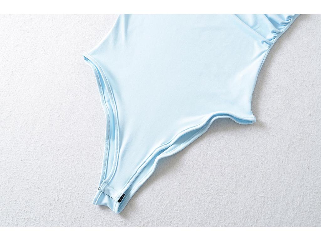 2025 European & American One-Shoulder Ruched Bodysuit: Sexy, Slim Fit Summer Top