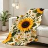 Sunflower Daisy Floral Print Flannel Throw Blanket Super Soft Warm Blanket for Sofa Bed, Botanical Flower Home Decor Gift
