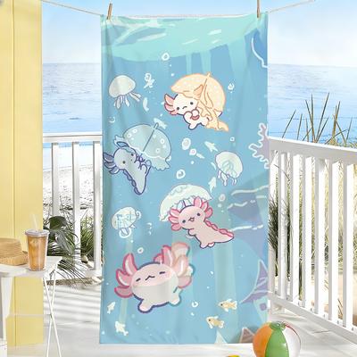 Fashion Print Pink Axolotl Towel Drying Bath Towel Applicable To Light Swimming Camping Yoga Beach Out
