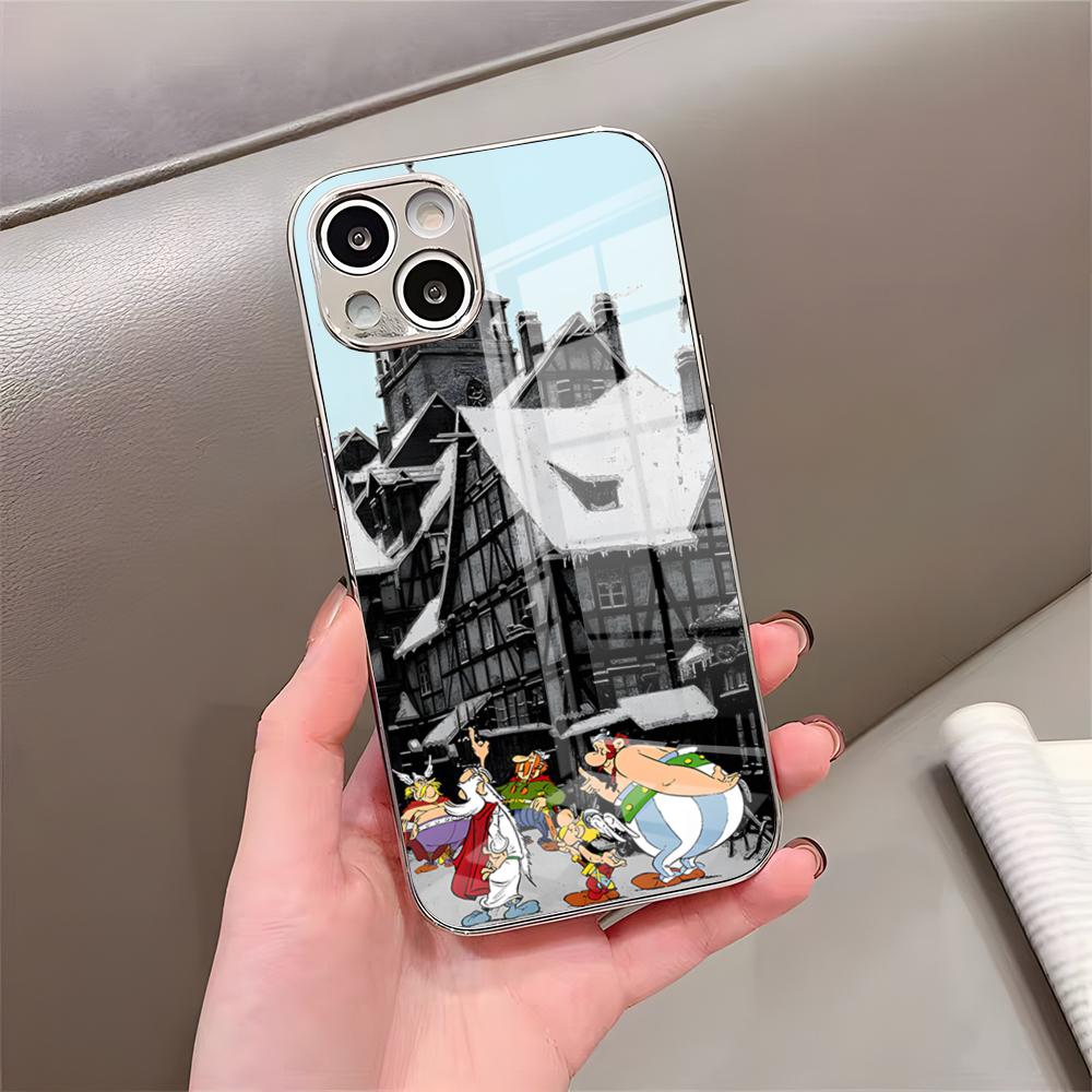 Pouzdro na telefon Asterix a Obelix Pro iPhone 17 Pro Max 15 Pro 16 14 Plus 12 13 Mini 11 Pro Nárazuvzdorný Pokovený Skleněný Kryt