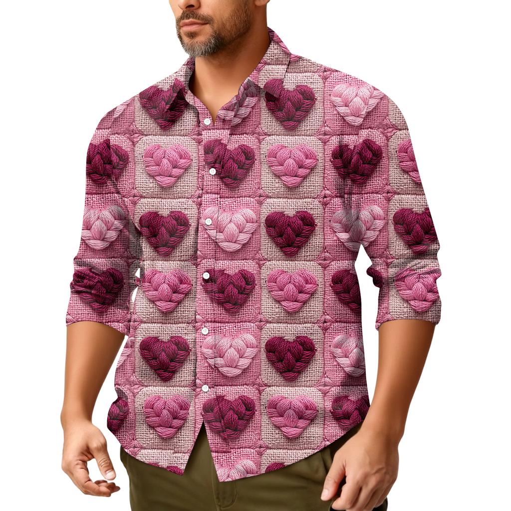 Camicia casual da uomo a maniche lunghe, ampia e alla moda, con risvolto