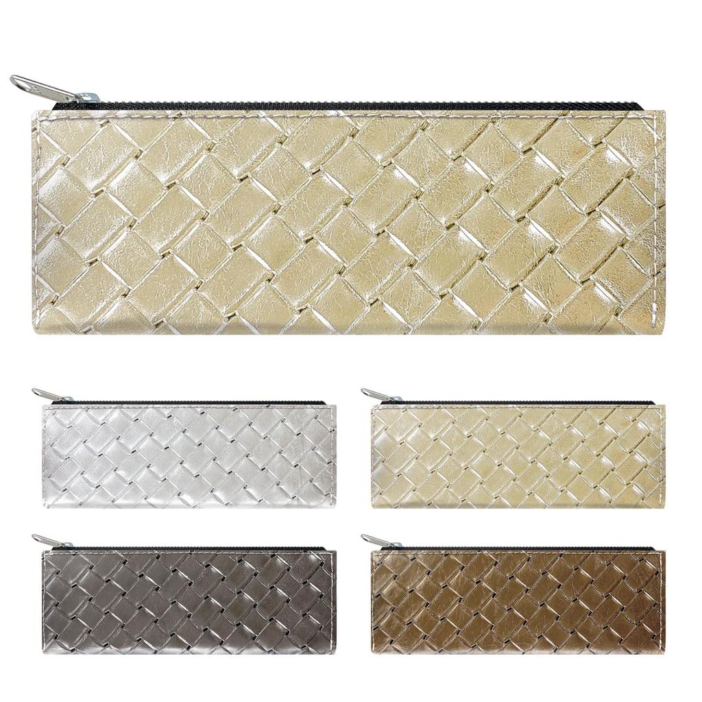 Genuine Leather Metallic Braided Pencil Pencil Leather Pen Writing Pencil Luxurious Cowhide Leather Case, Case, Pouch, Simple, Compact, Slim,