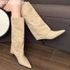 Mode Spitzschuh Damen High Boots Sexy High Heels Lederschuhe Frau 2025 Trend Fad Party Chelsea Boots Pumps Neu Winter Mujer Botas