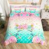 Unicorn Duvet Cover Set Cartoon Galaxy Rainbow Colourful Unicorn Cute Romantic Theme For Kids Girls Polyester Comforter Cover