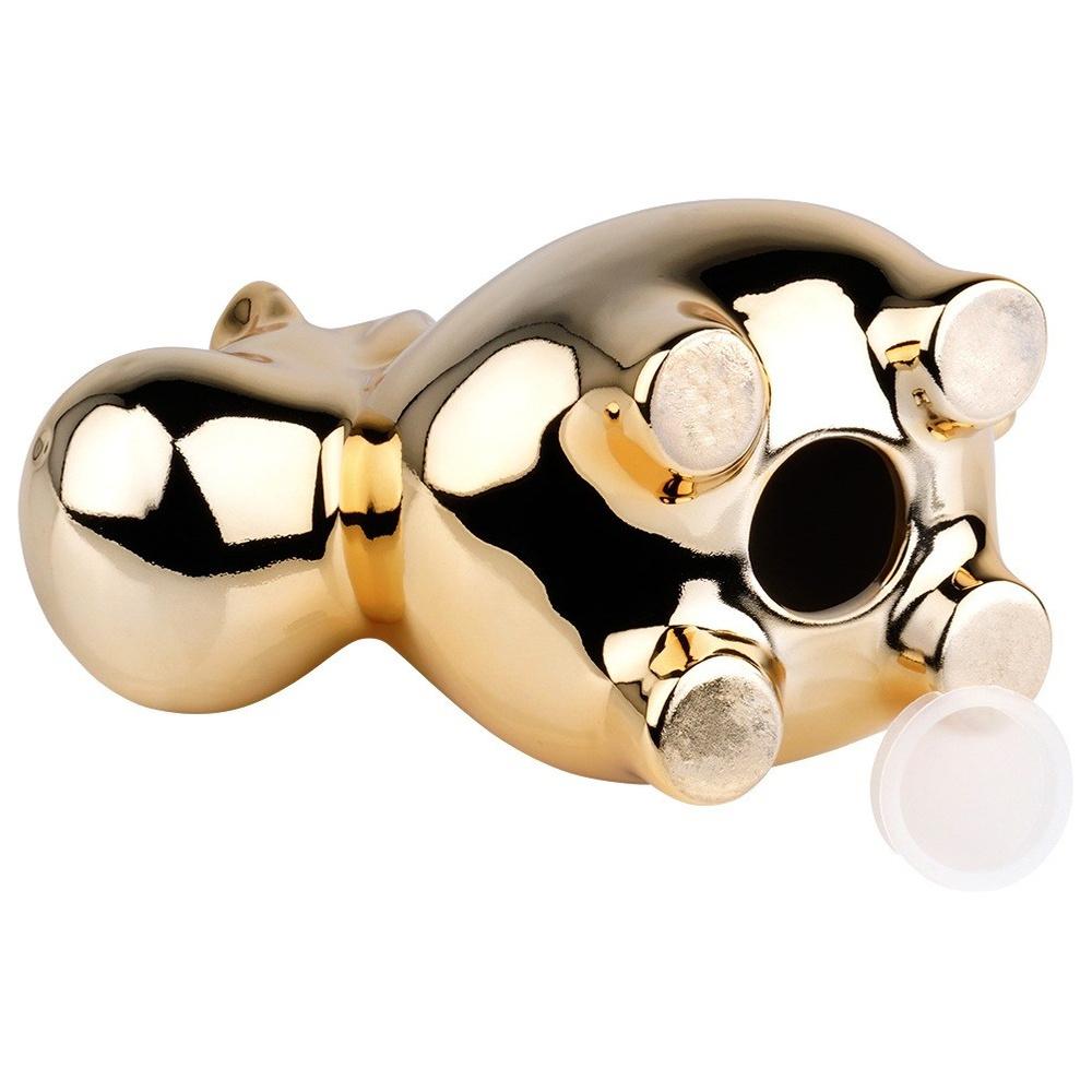 Ceramic Piggy Bank, Gold Mirror Finish, 18X10.5 Cm