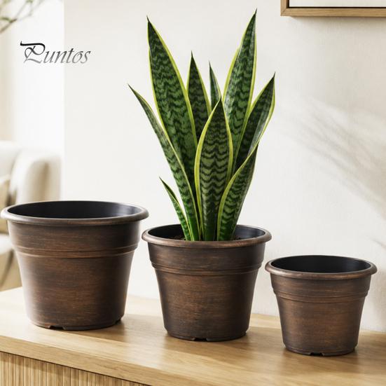 Drainage Pots for Succulents Retro Flower Pot with Saucer, Bronze Finish Plant Holes, Planters Flowers Breathable Thickened Plastic Planter