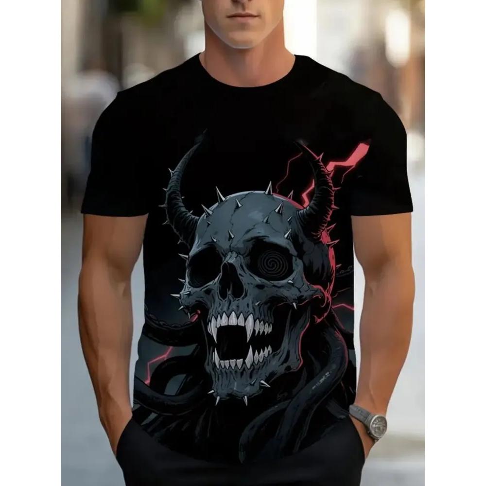Men's Ghost Casual Versatile Top Daily Comfort Short Sleeve Fashion T-Shirts Men’s