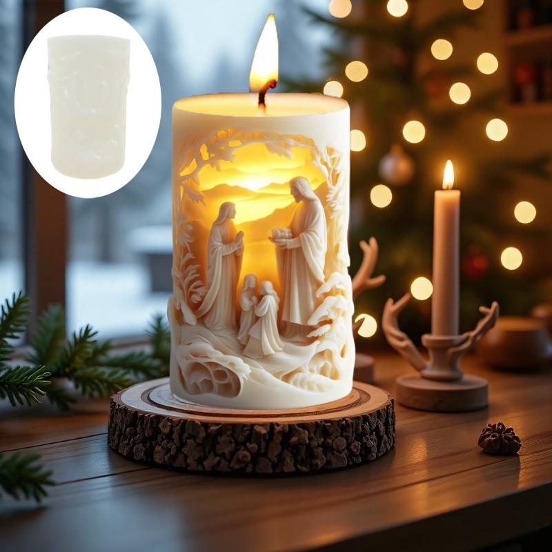 Jezus Rodzina Ulga Świeca Walcowa Forma Silikonowa Matka Boża Jezus Ulga Walec Forma Żywiczna Forma Gipsowa Prezent Wielkanocny