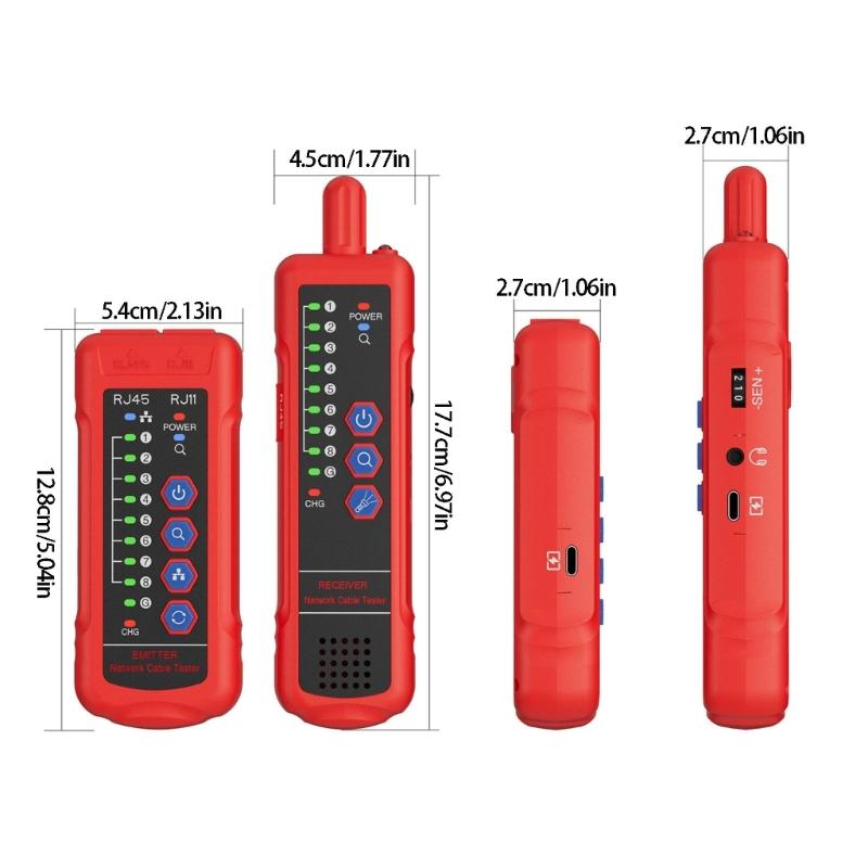 Advanced Underground Cable Tester with Multiple Functions Including Fault Diagnosis & Signal Strength Detection for RJ11